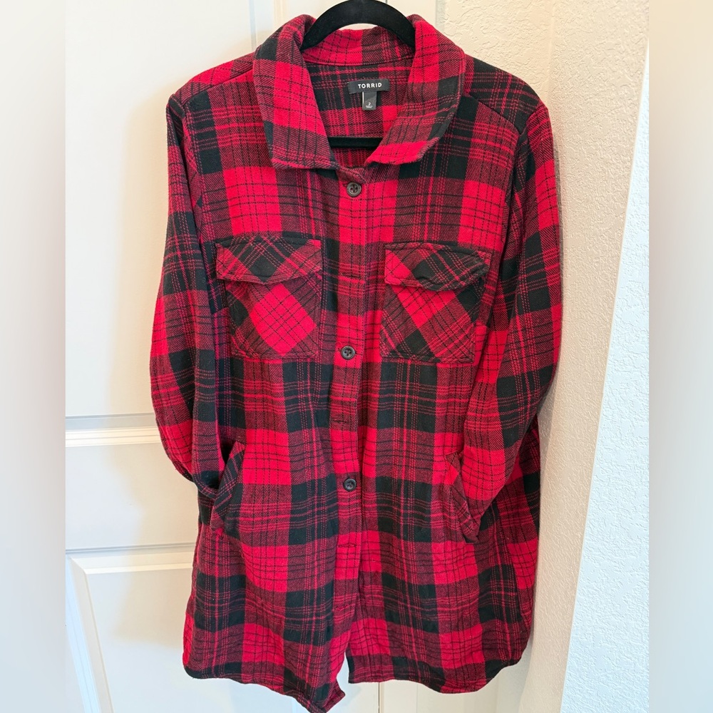 Torrid Red and Black Plaid Jacket